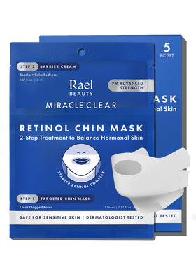 Rael front packaging showing kit and benefit for targeted chin care