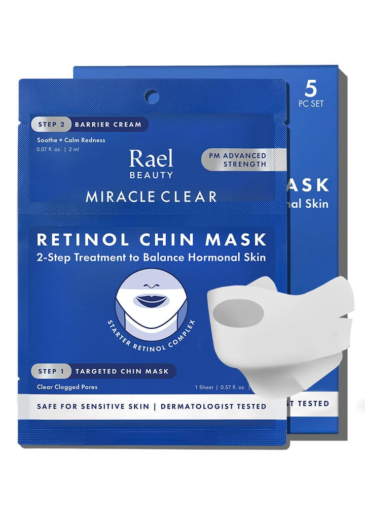 Rael front packaging showing kit and benefit for targeted chin care