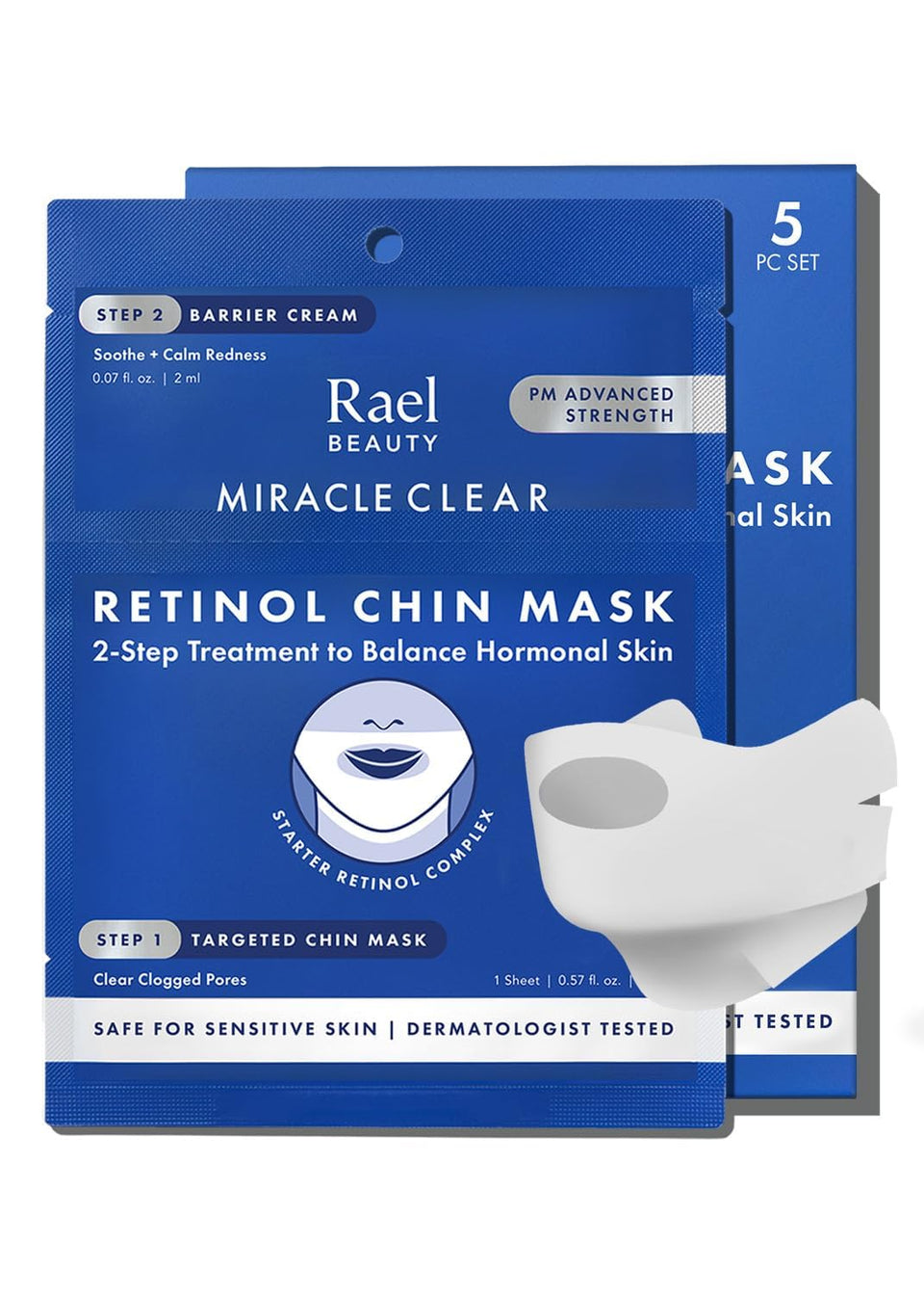 Rael front packaging showing kit and benefit for targeted chin care