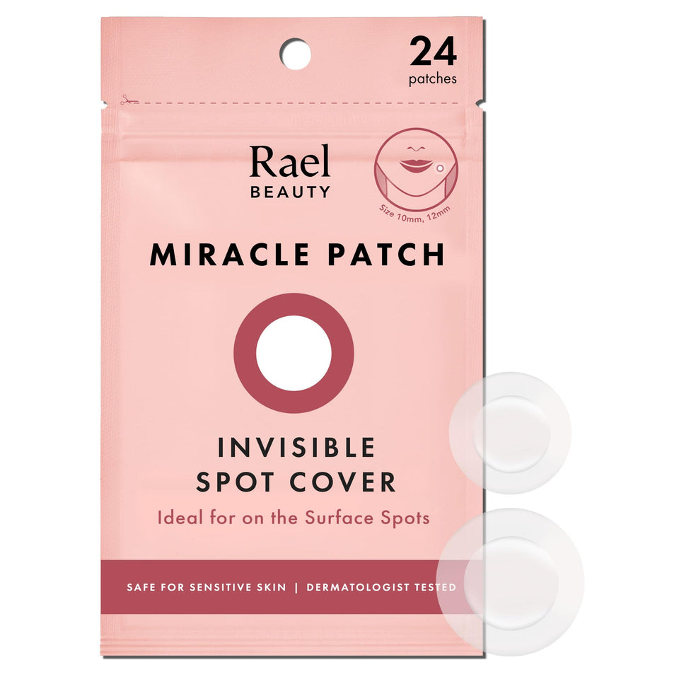 Rael front packaging showing 24-count kit and clear branding benefit: compact care