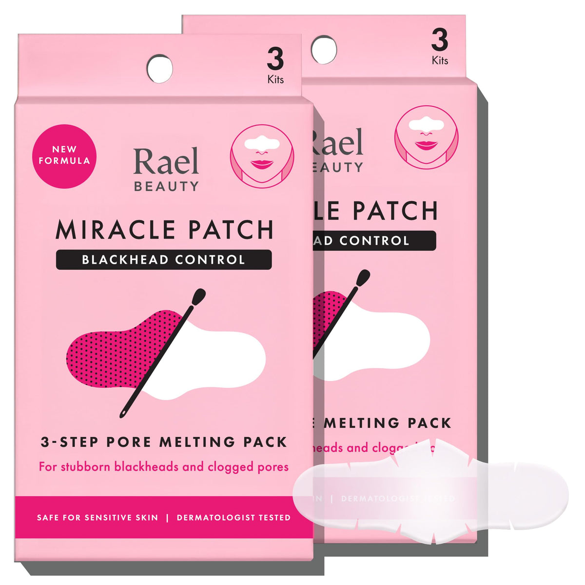 Rael front packaging of 3-step kit showing complete pore care set and benefits