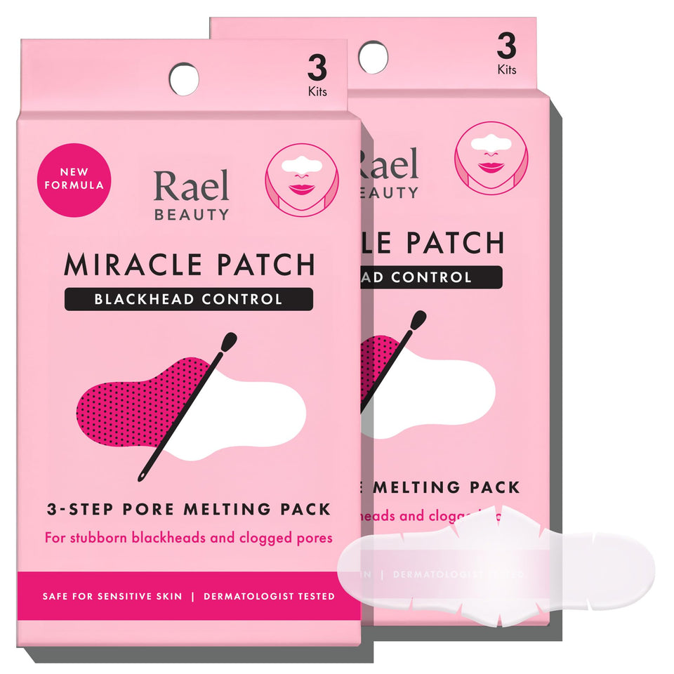 Rael front packaging of 3-step kit showing complete pore care set and benefits