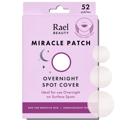 Rael front packaging showing 52 count and three sizes, convenient travel-friendly box
