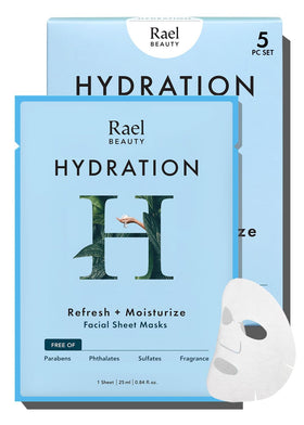 Rael front packaging showing bamboo sheet mask and benefits