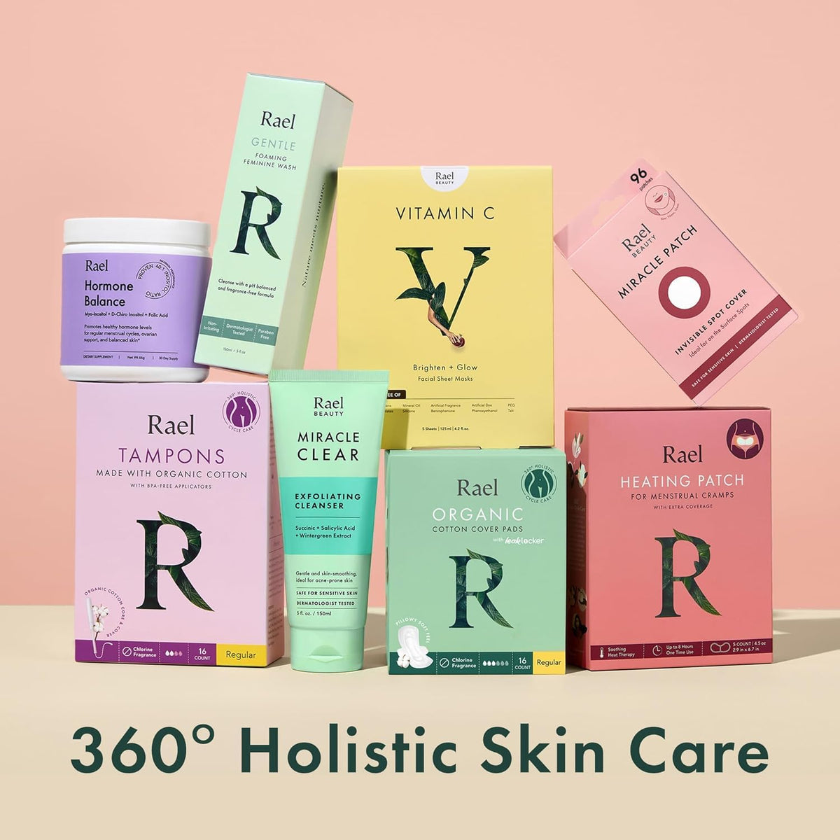 Rael in-bathroom routine showing patch wearable under skincare and makeup