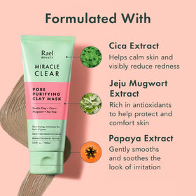 Rael mask applied on face demonstrating even coverage and gentle feel