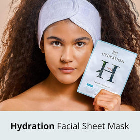 Rael mask applied on model demonstrating dewy, moisturized look