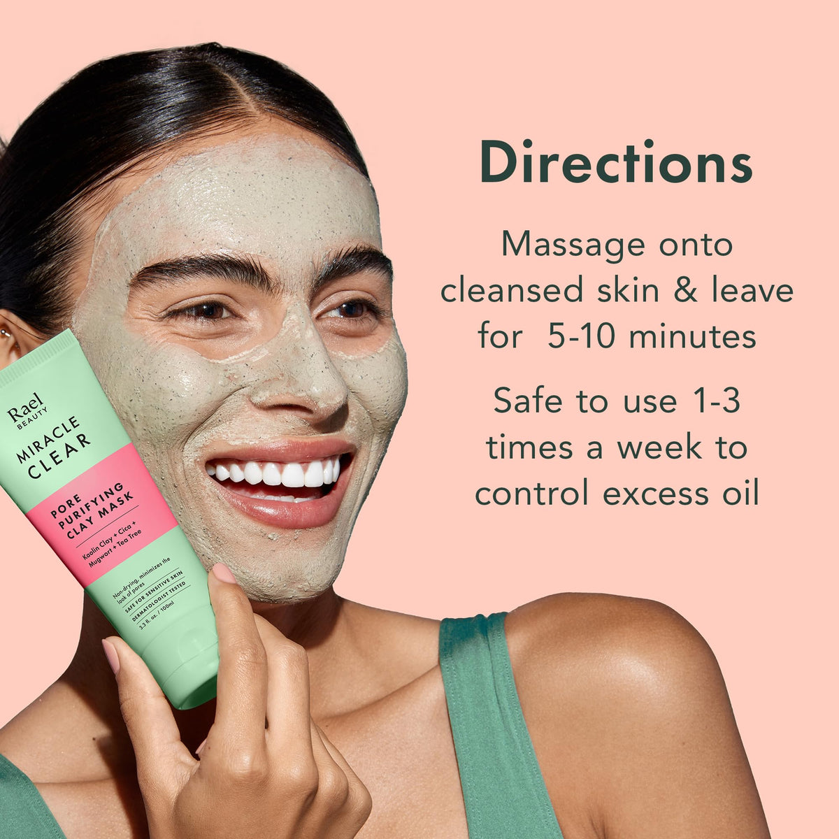 Rael rinsing mask off to show easy removal and clean finish
