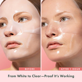 Rael mask side profile wear showing adherence and ongoing serum contact