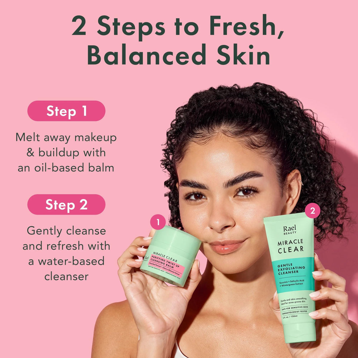 Rael in bathroom shelf lifestyle shot, integrates into daily skincare routine