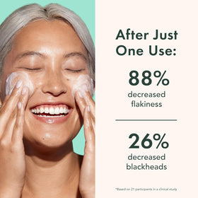 Rael cleanser pouring into hand with lather forming, effective makeup removal benefit