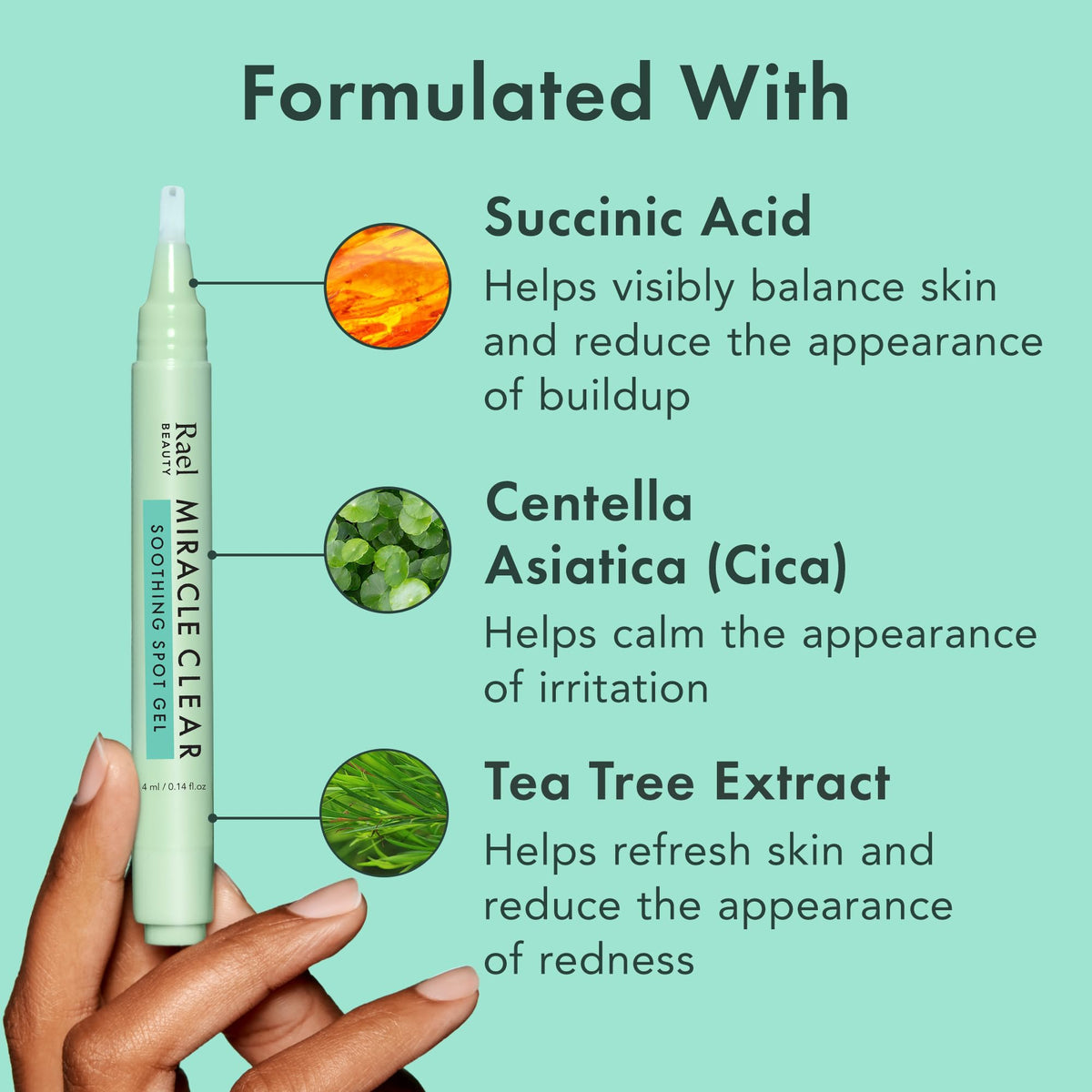 Rael clear gel texture close-up illustrating fast-drying lightweight feel