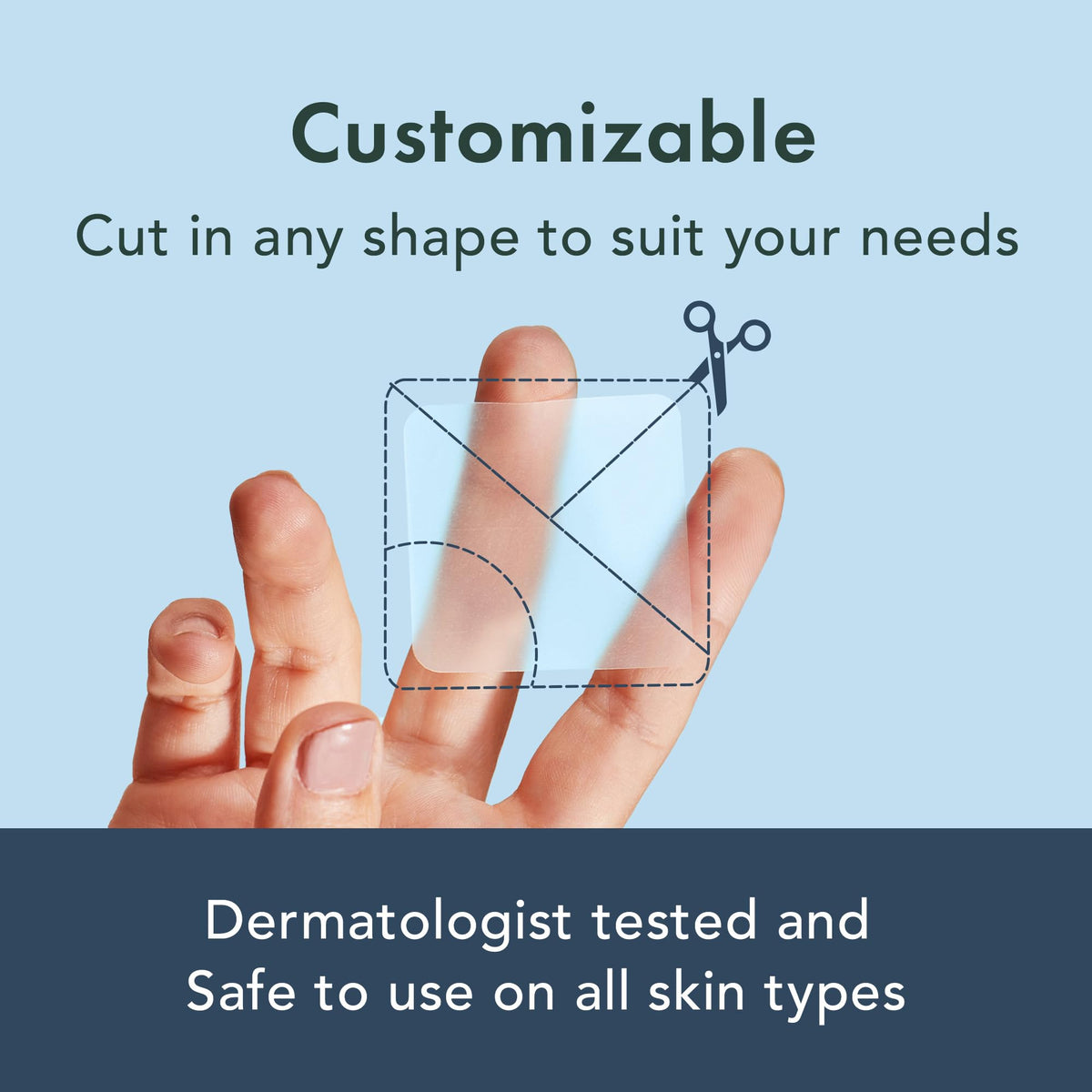 Rael patch texture detail showing thin translucent material for discreet wear