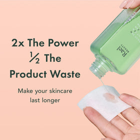 Rael pad soaked in toner illustrating fast absorption benefit