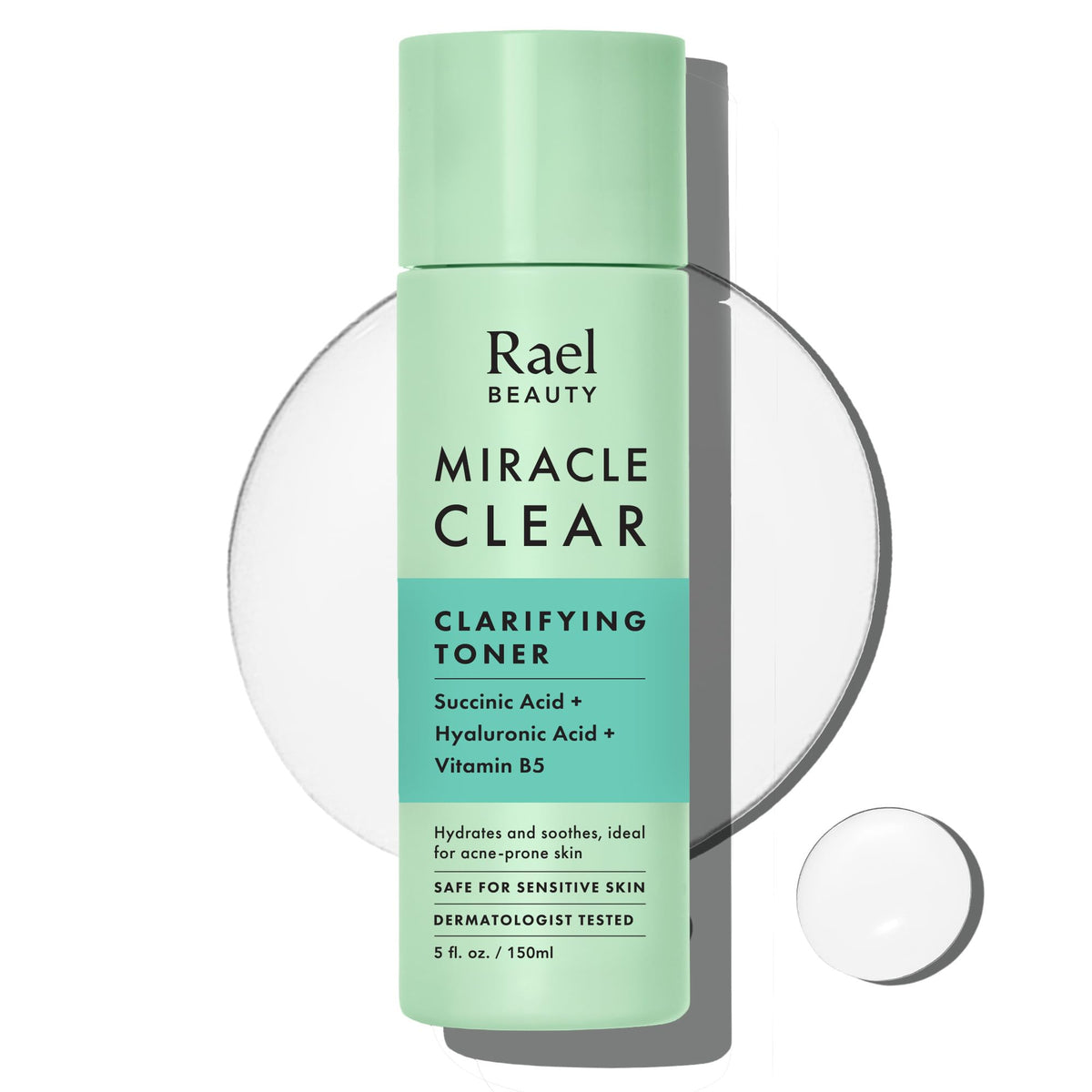 Rael front bottle showing label and clear toner, highlights oil-control benefit