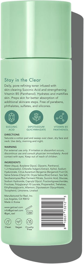 Rael toner on a bathroom shelf lifestyle shot showing daily routine integration benefit