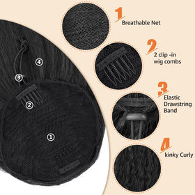 Rafabcici inner combs and drawstring detail for secure, slip-free attachment