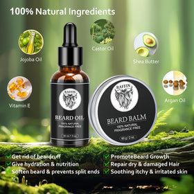 RAFFIN beard balm tin open to reveal smooth balm for styling