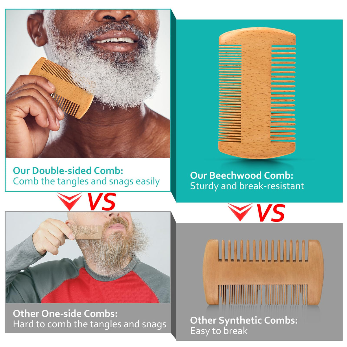 RAFFIN wooden beard brush bristles smoothing hair for neat styling