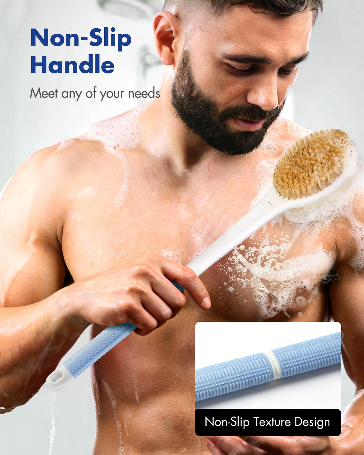 Rafow textured non-slip grip detail, secure hold in wet conditions benefit