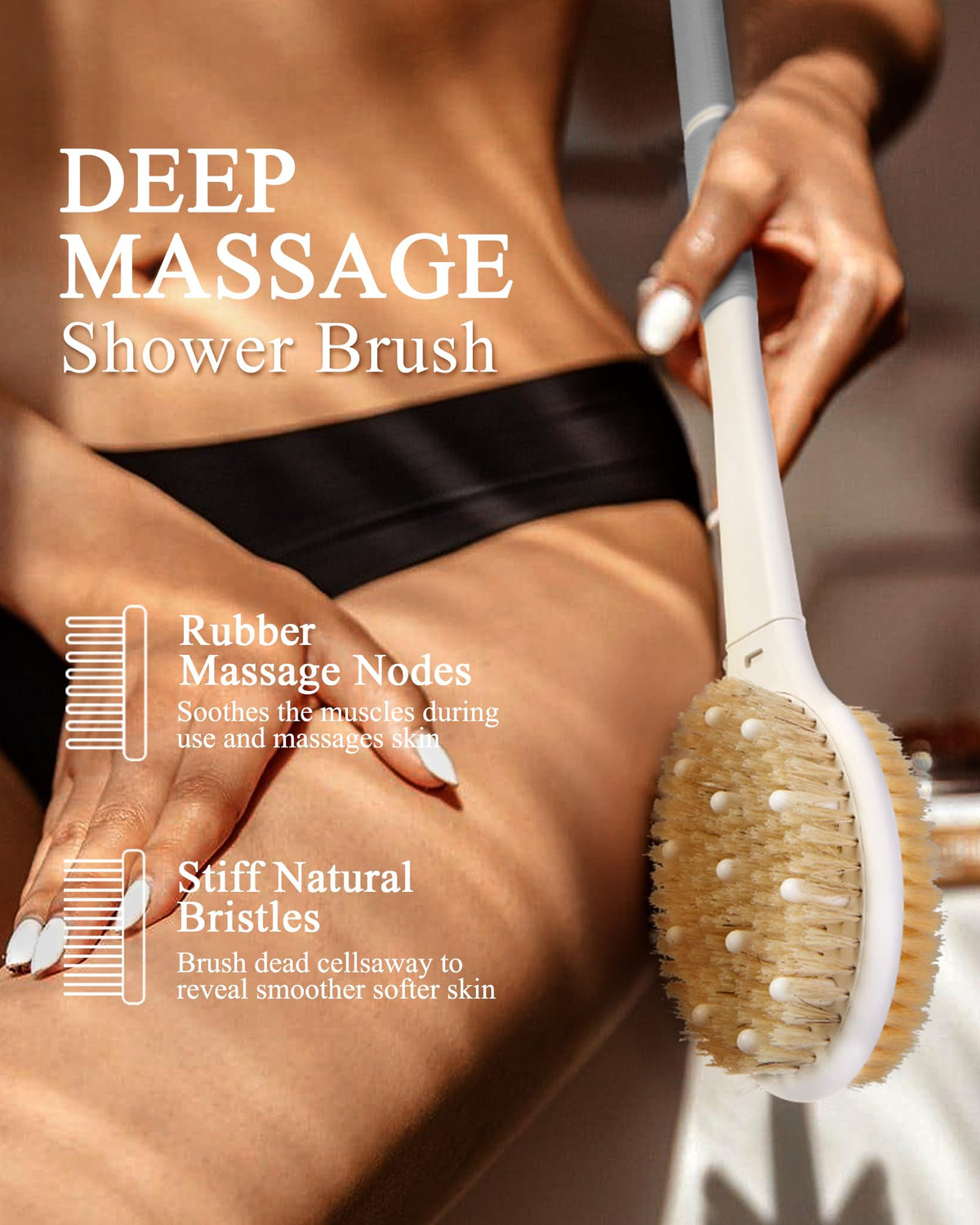 Rafow dense soft nylon bristles detail for gentle lathering benefit