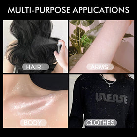 Ragkun glitter on chest and shoulders highlighting reflective shimmer benefit