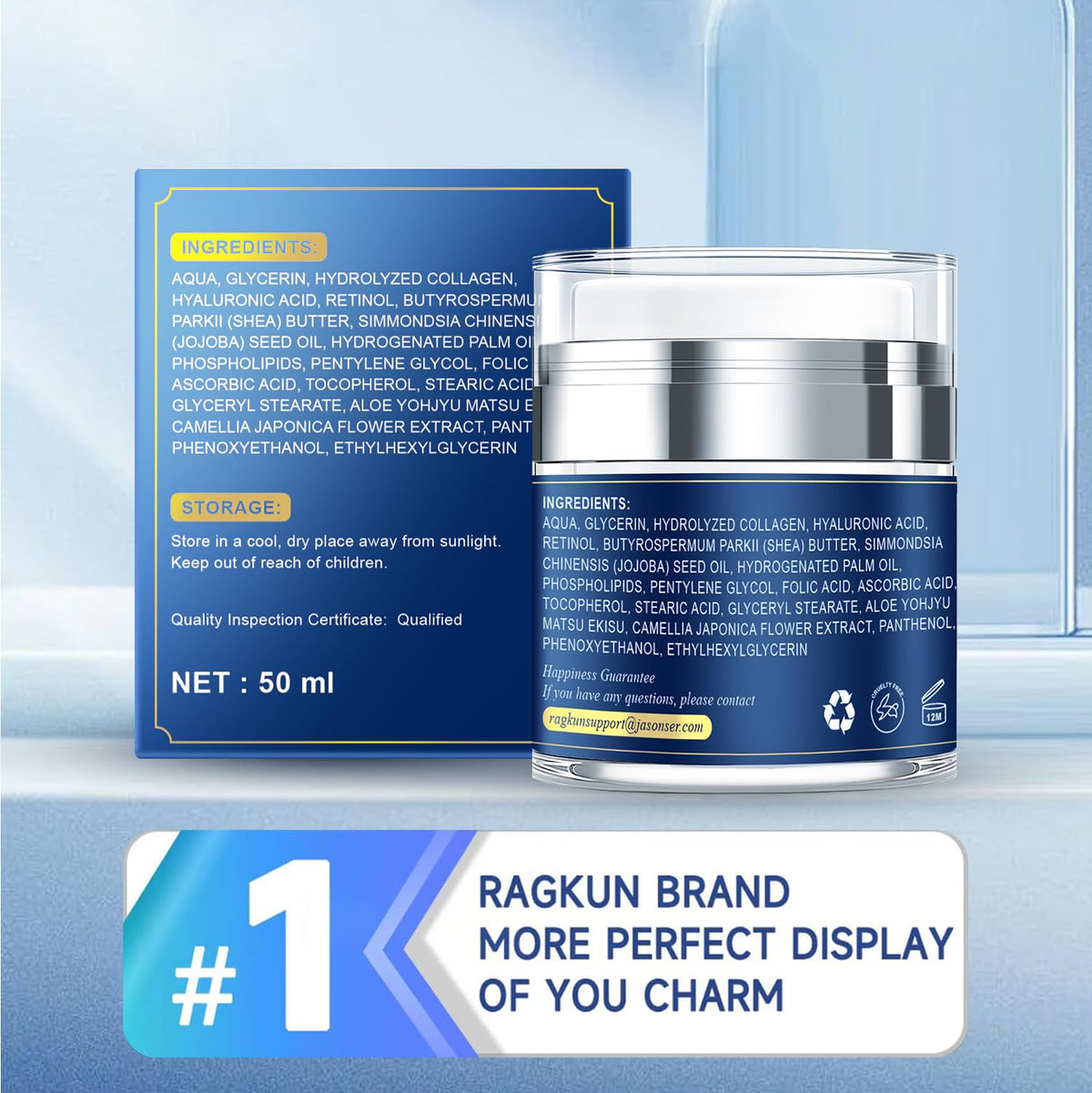 Ragkun bottle on vanity conveying daily routine convenience
