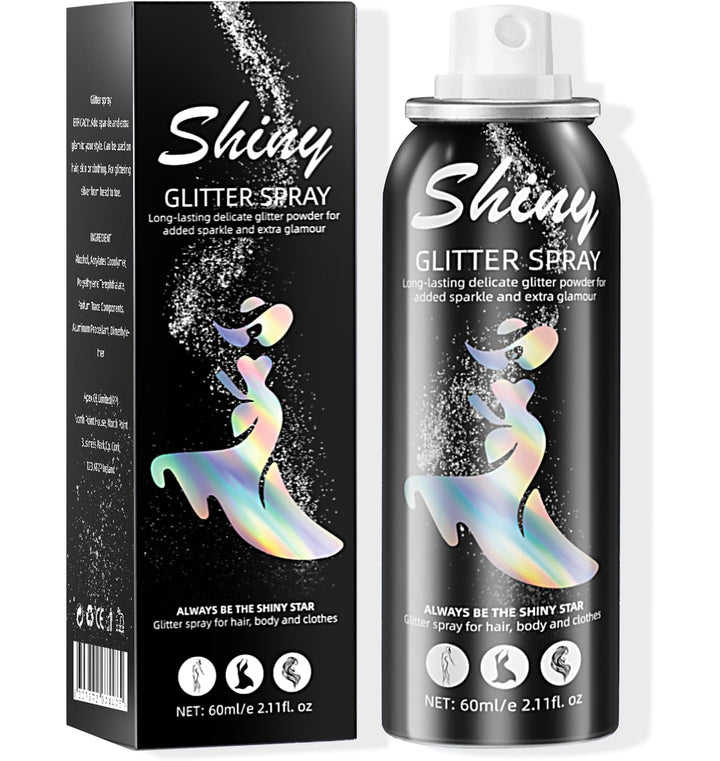 Ragkun front can view showing silver glitter spray and compact packaging benefit