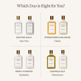 Rahua bathroom lifestyle setup conveying calm, restorative hair ritual