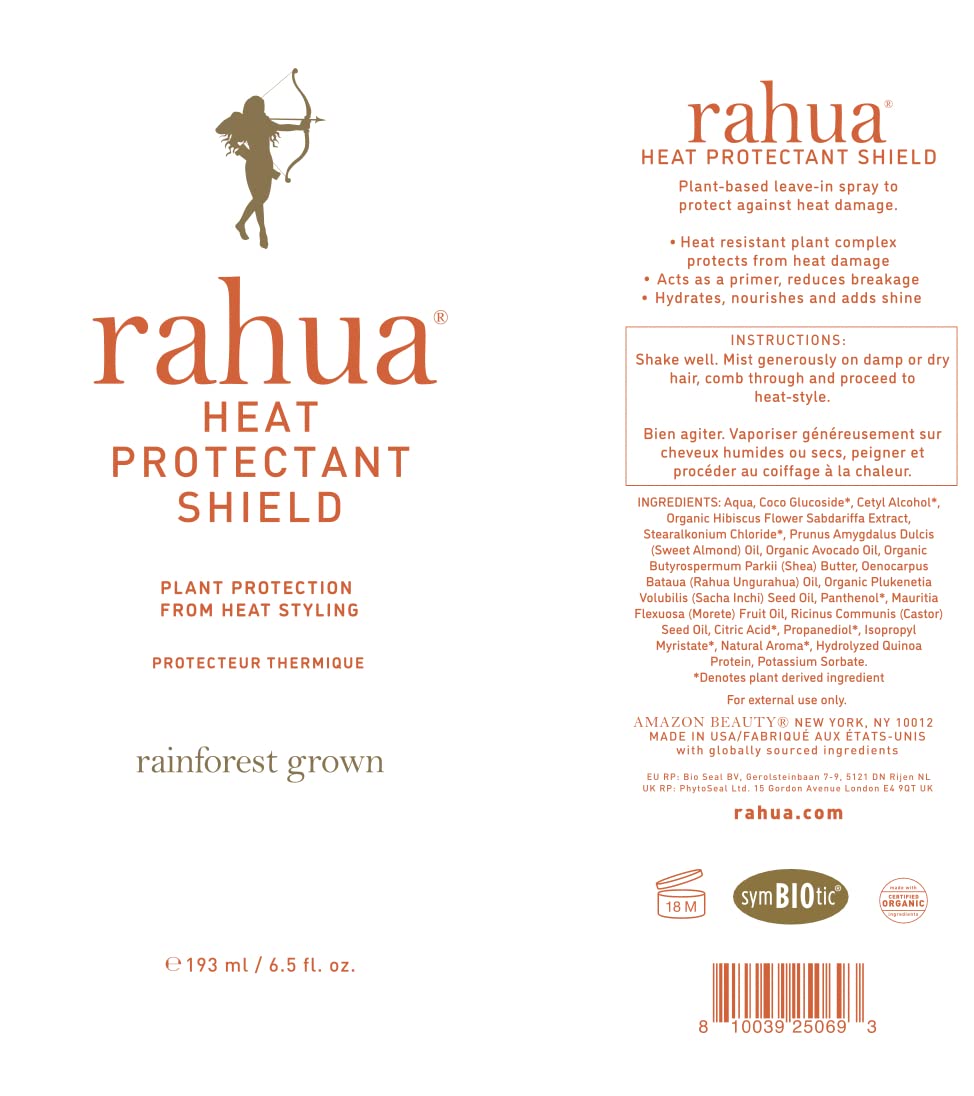 Rahua lifestyle bathroom shelf with bottle among plants for sustainable routine