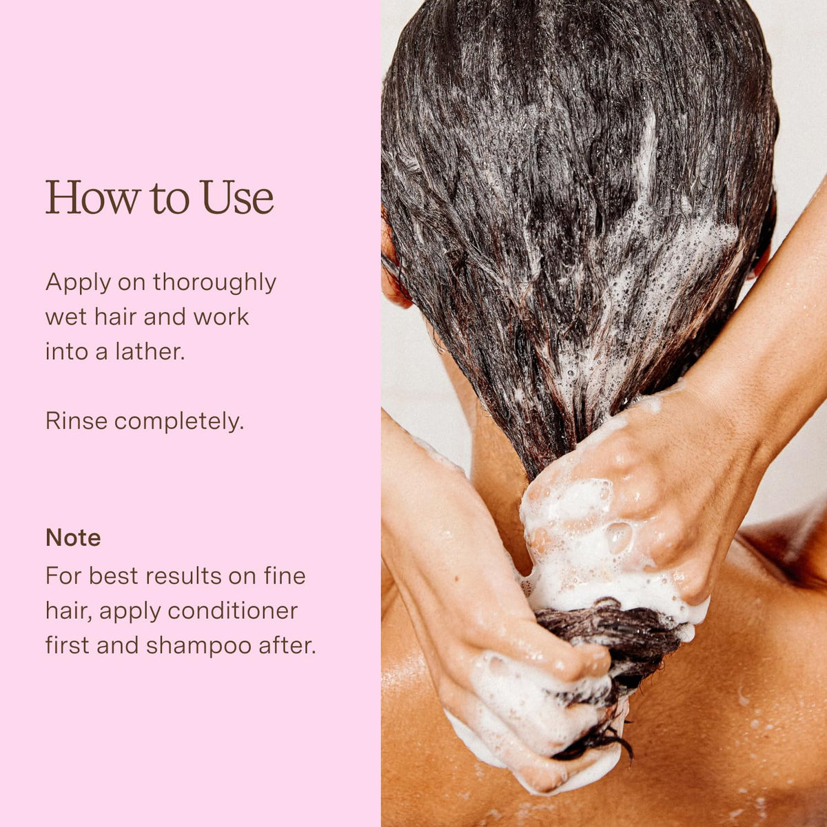 Rahua shampoo in shower being used for nourishing, scalp-friendly cleansing