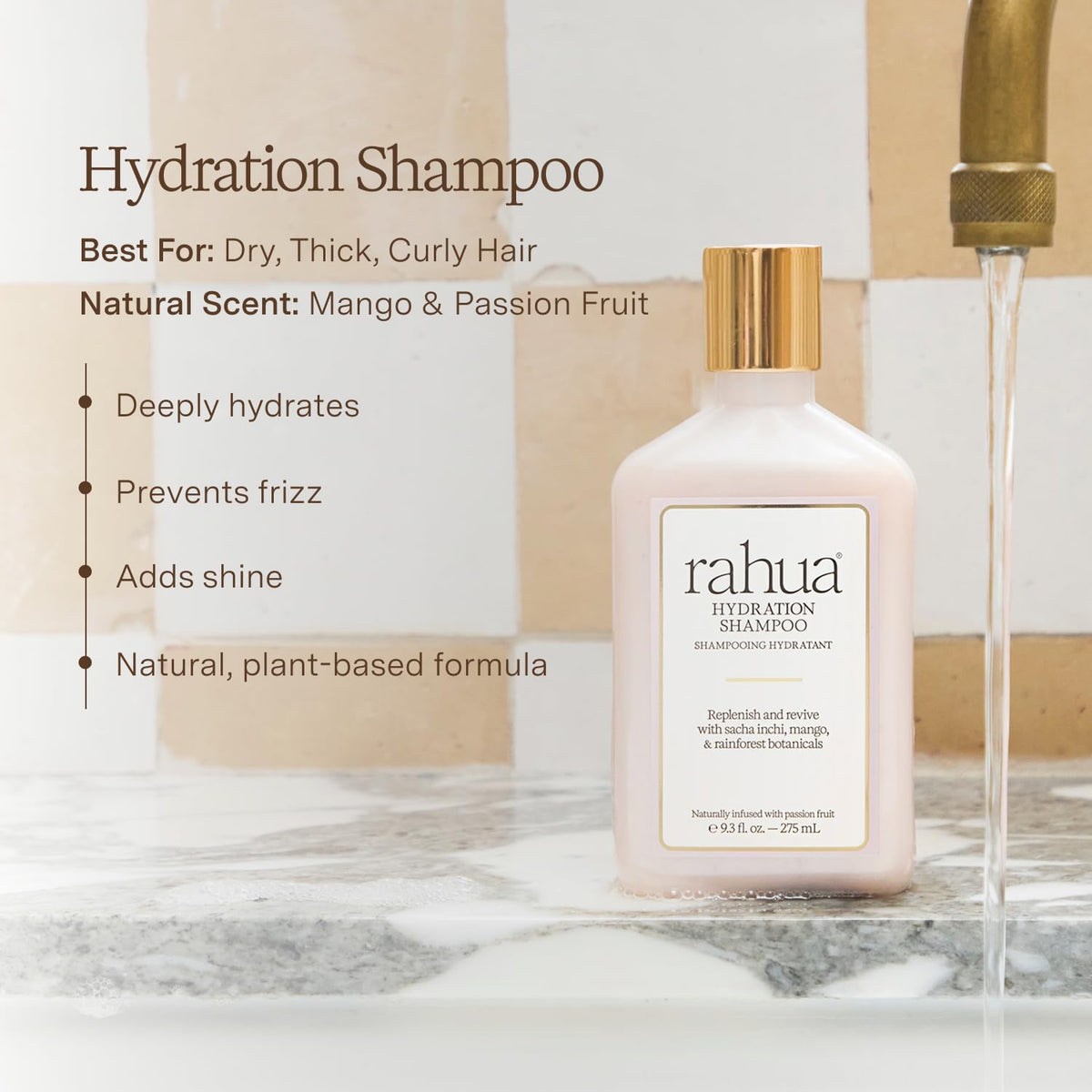 Rahua pump dispensing shampoo lather for easy application and control
