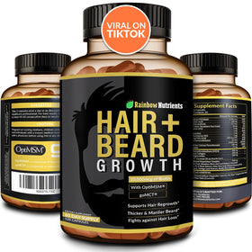 Rainbow Nutrients bottle front view showing product and stronger-hair support