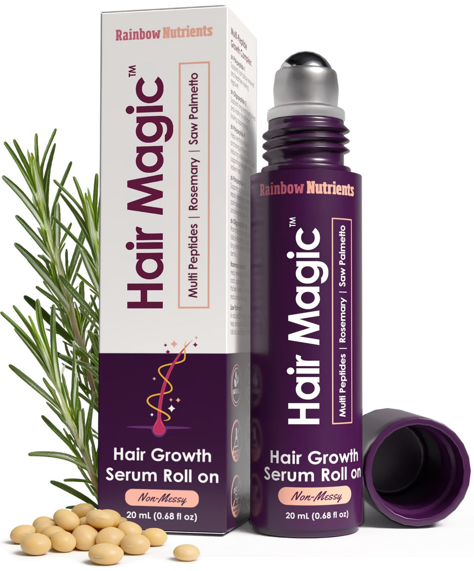 Rainbow Nutrients Hair Magic front packaging showing bottle and label benefits