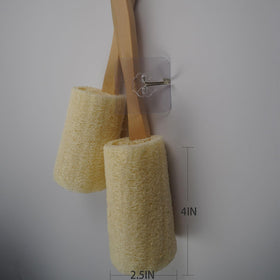Rainlily Wen loofah in shower demonstrating back-scrubbing convenience and reach