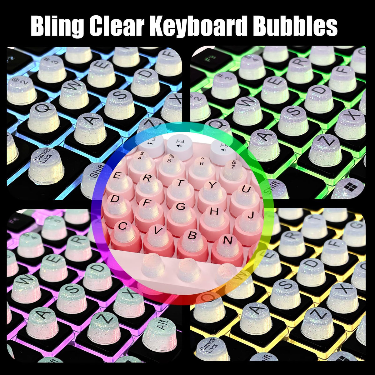 Raised Button applied on keyboard while typing, reducing nail contact and improving comfort