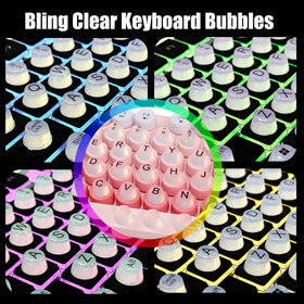 Raised Button applied on keyboard while typing, reducing nail contact and improving comfort