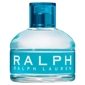 Ralph Lauren front bottle showing clear glass and bright blue cap for a fresh look