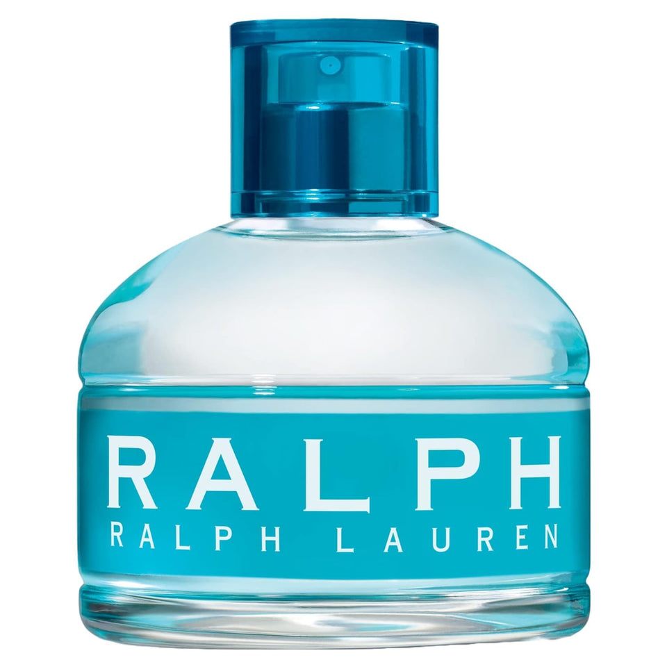Ralph Lauren front bottle showing clear glass and bright blue cap for a fresh look