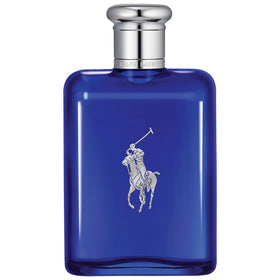 RALPH LAUREN front bottle view showing royal blue glass and Polo pony logo for instant recognition