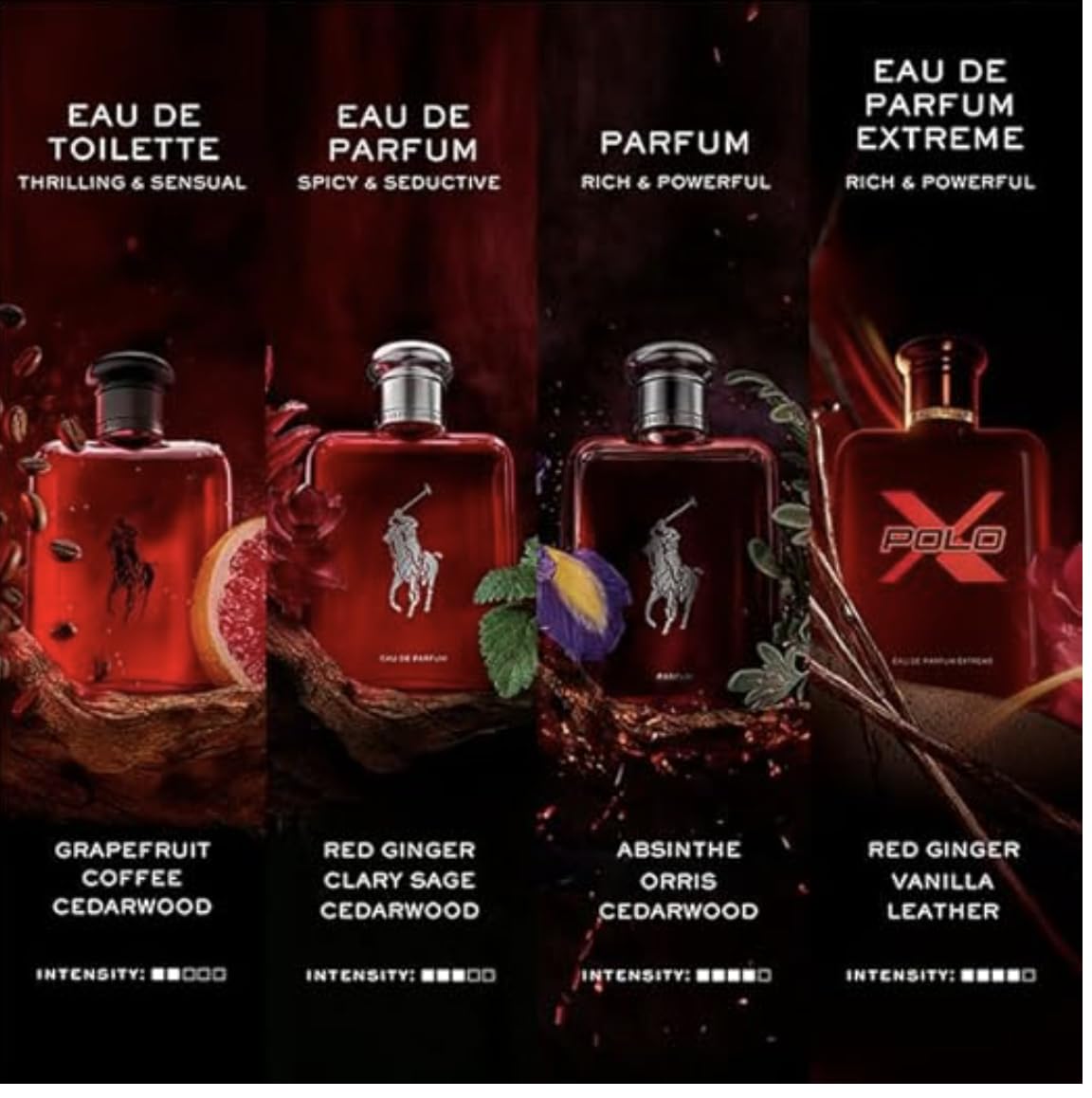 Ralph Lauren Polo Red closeup of liquid pour showing rich texture and depth