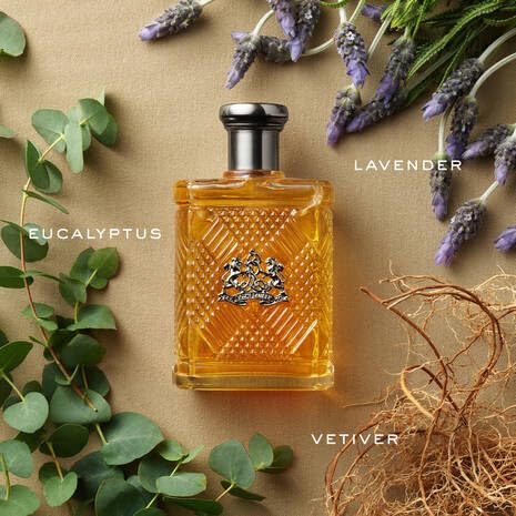 RALPH LAUREN FRAGRANCES Safari metallic blue cap and label detail highlighting craftsmanship
