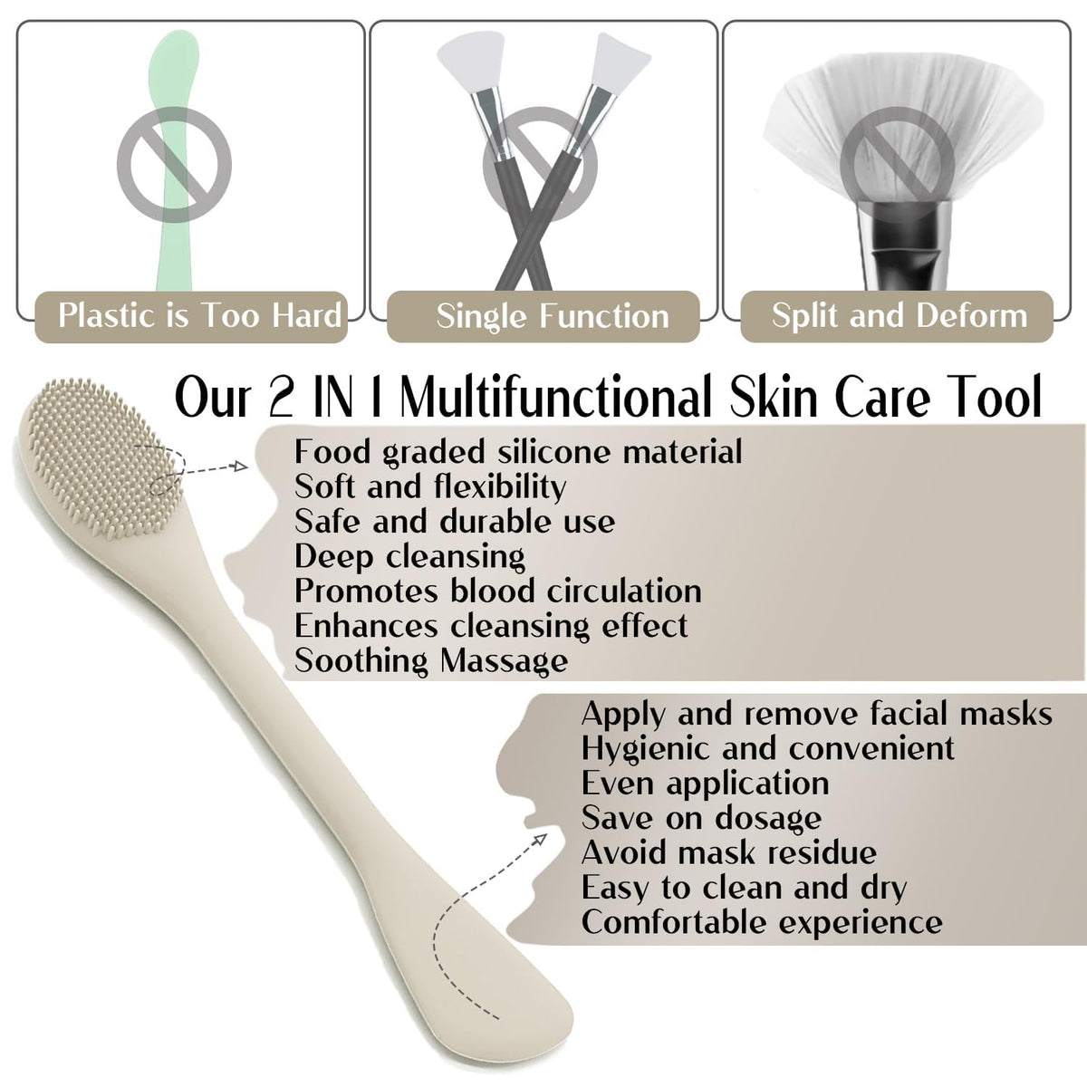RamPula spoon-shaped silicone end close-up for clean scooping and reduced product waste