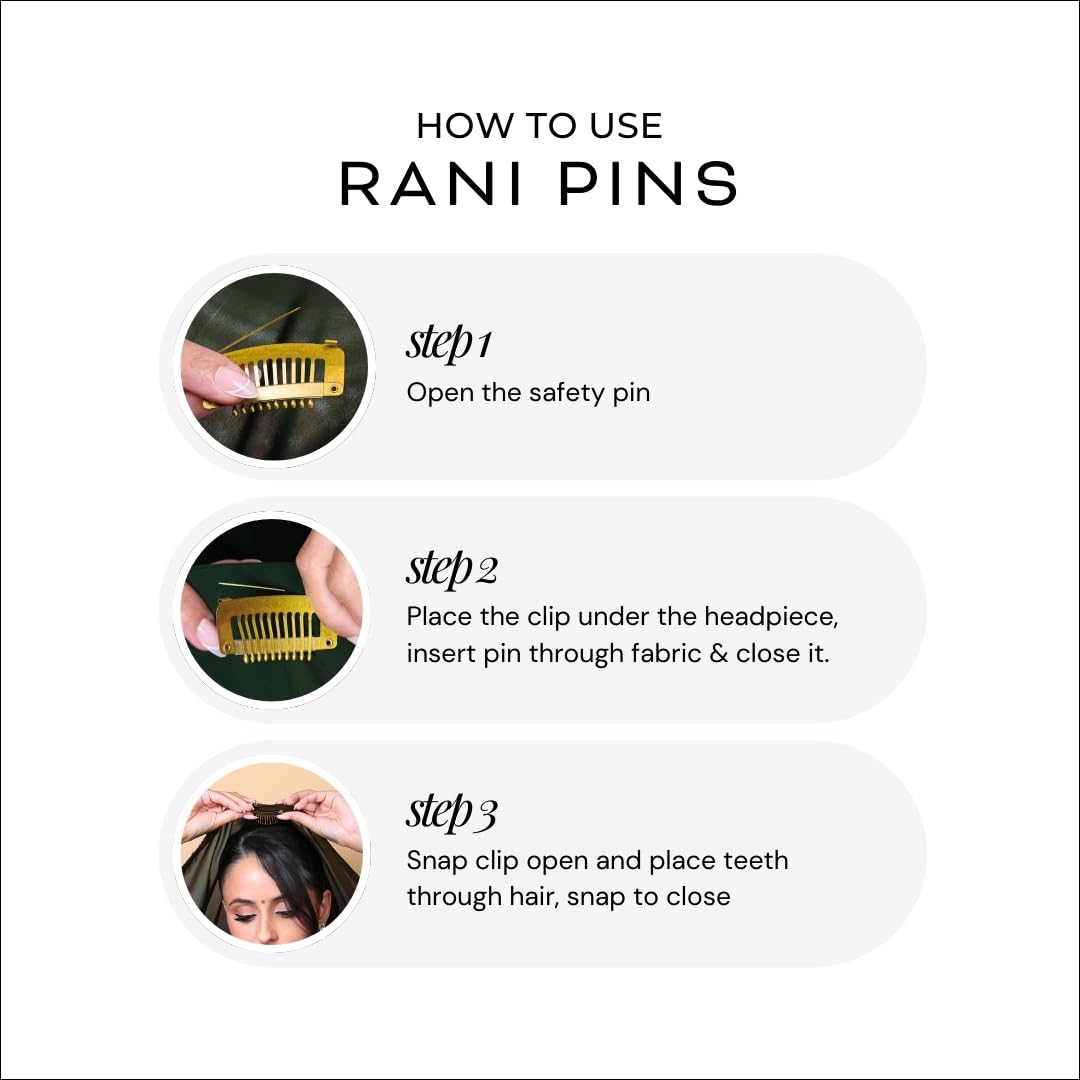 Rani Pins next to a ruler displaying 5cm x 2.5cm size for clear scale and practical fit