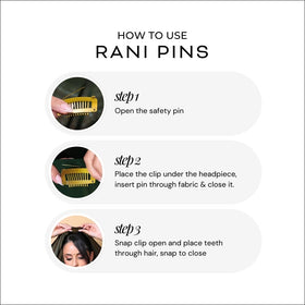 Rani Pins next to a ruler displaying 5cm x 2.5cm size for clear scale and practical fit