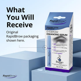 RapidBrow applied to eyebrow close-up showing smoother, shinier hairs