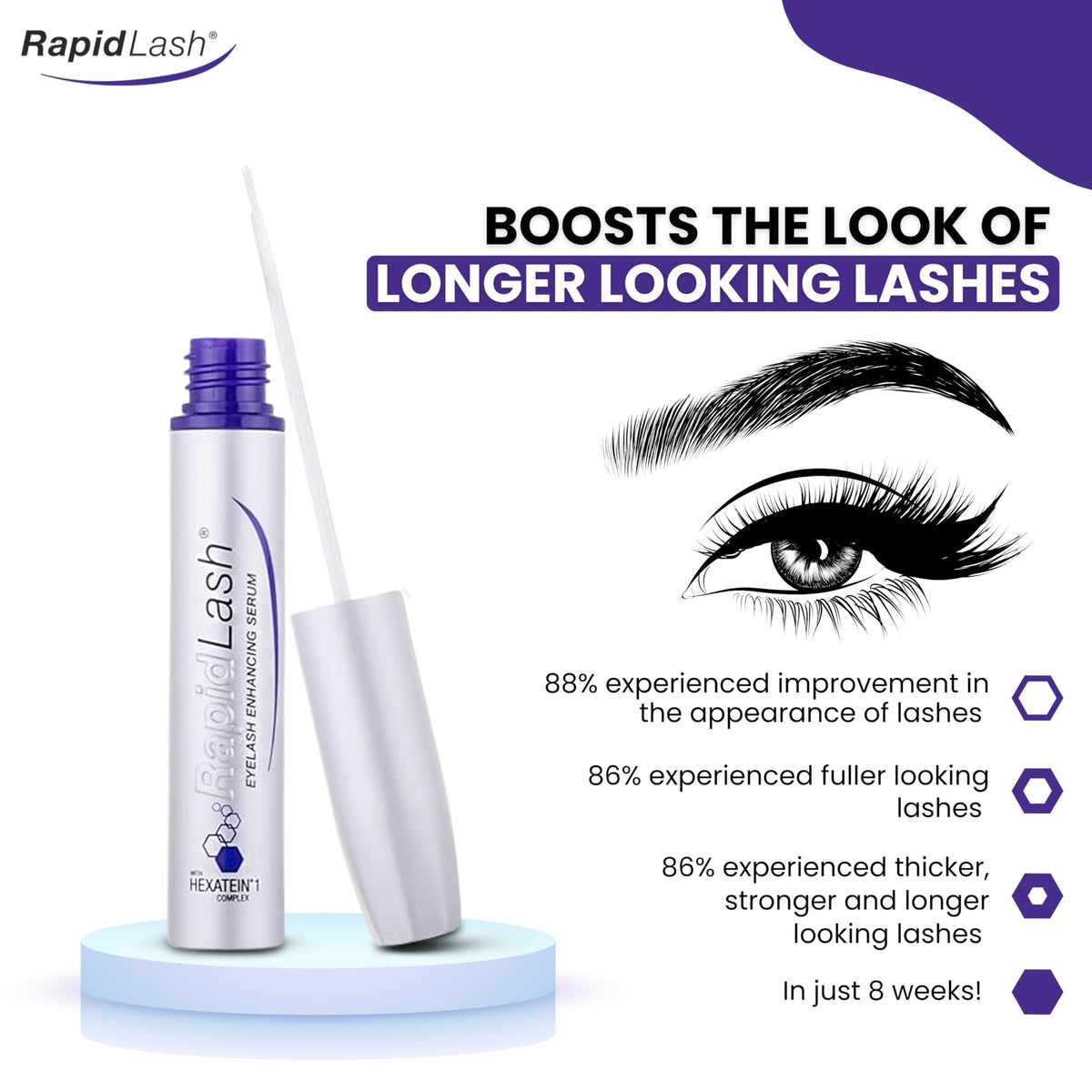 RapidLash applying along upper lash line for neat, targeted conditioning