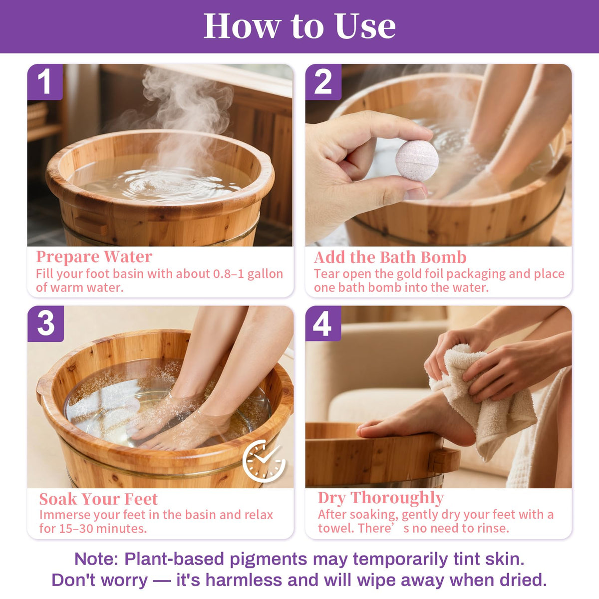 RAQEHO foot bath basin in use with fizzing bomb for soothing soak