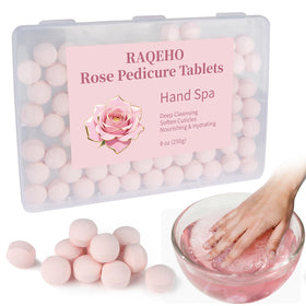 RAQEHO front packaging showing rose spa balls and clear labeling, convenient storage benefit