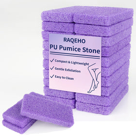 RAQEHO front view showing compact purple pumice stone and ergonomic shape for easy grip